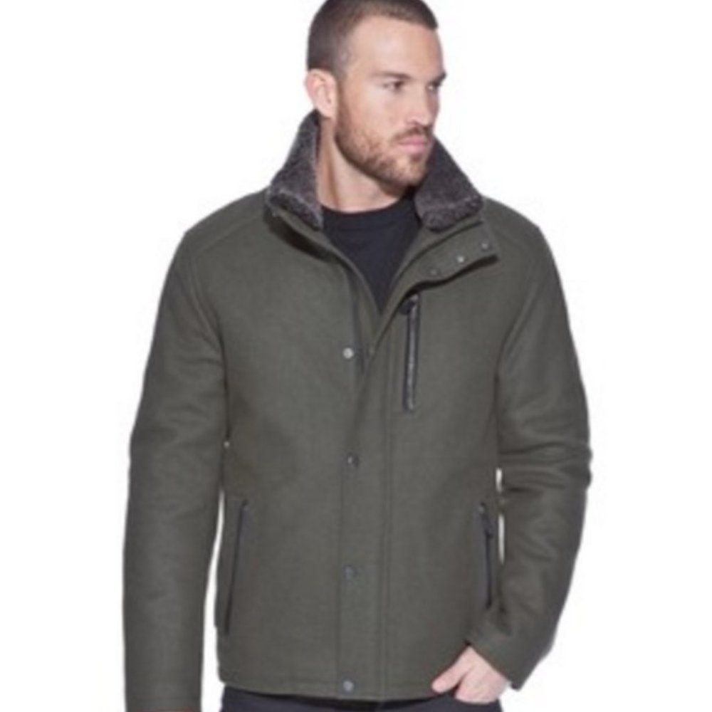 Andrew Marc Fuse wool jacket w shearling collar